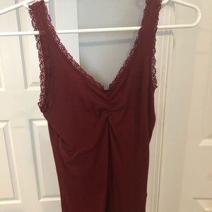 Dark red tank top with lace